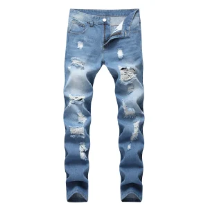 Men's Denim Jeans Ripped Straight Fit Jeans